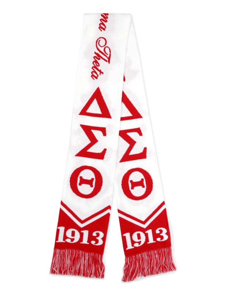 Delta Sigma Theta 1913 Greek Winter Knit Neck Scarf Acrylic Red White Black