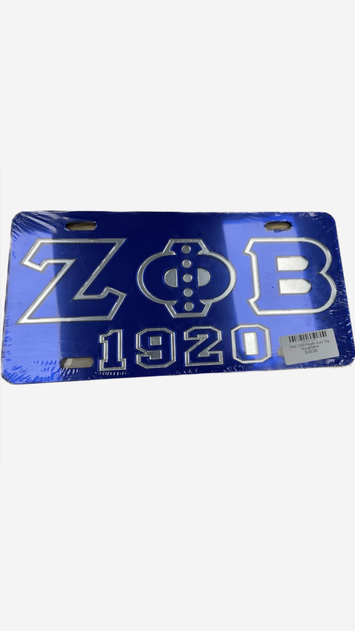 Zeta 1920 Pearls Auto Tag Royal/Silver