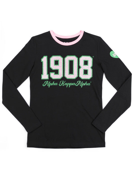 AKA Date Glitter Print Long Sleeve Tee