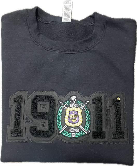 Omega Chenille Crest/Date Crewneck