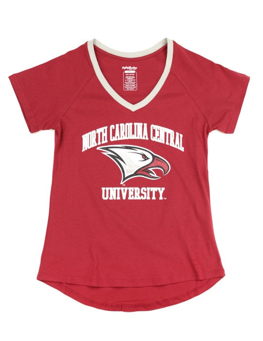 NCCU Glitter Print V-Neck Tee