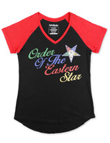 OES Glitter Print V-Neck Tee