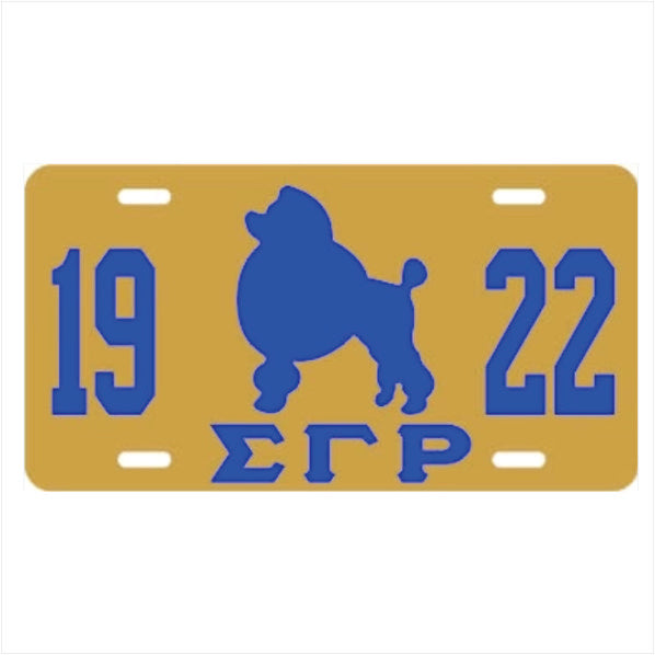 SGRho 1922 Poodle Auto Plate Gold/Royal