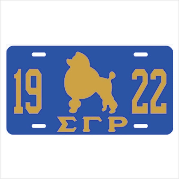 SGRho 1922 Poodle Auto Plate Royal/Gold