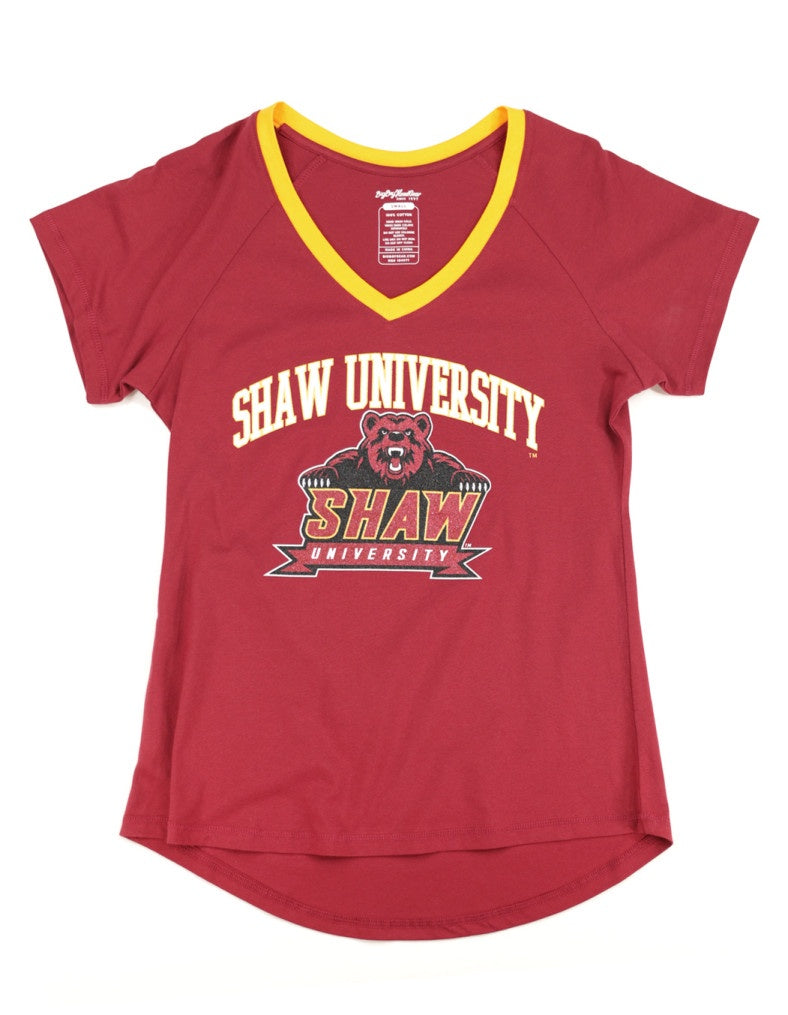 Shaw Glitter Print V-Neck Tee