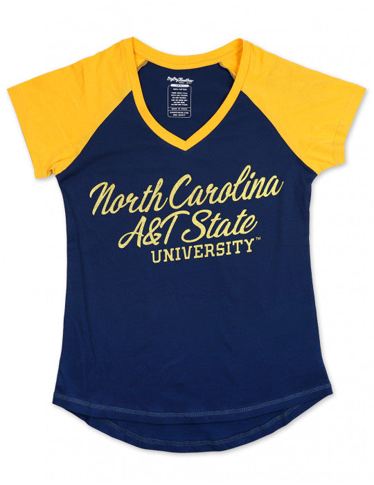 NC A&T Glitter Print V-Neck Tee