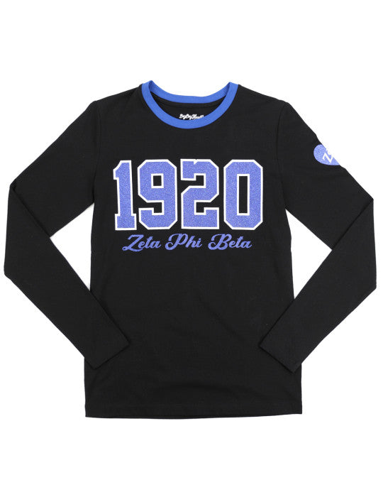 Zeta Date Glitter Print Long Sleeve Tee