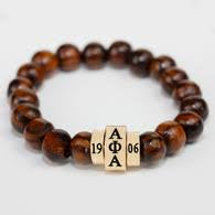 Alpha Wood Bead Bracelet