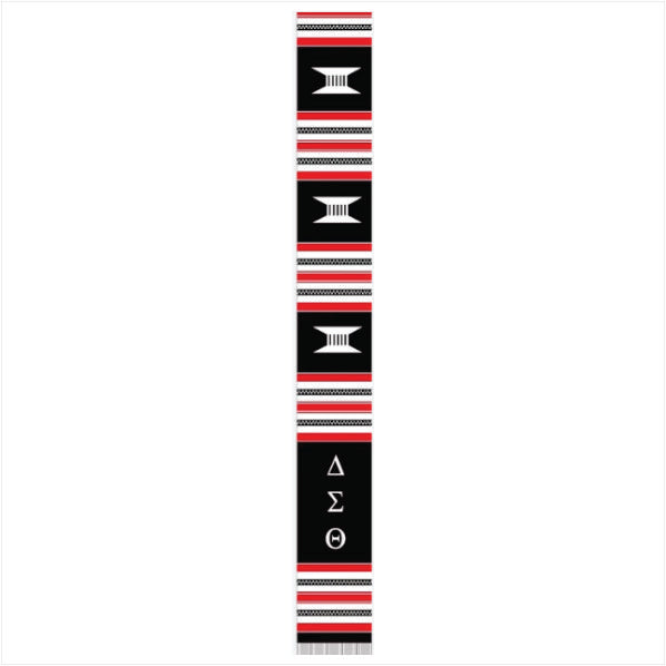 Delta Black Letters Kente Cloth Stole