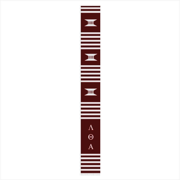 LTA Burgandy Letters Kente Cloth Stole