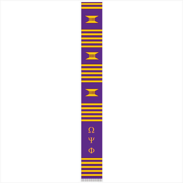 Omega Purple Letters Kente Cloth Stole