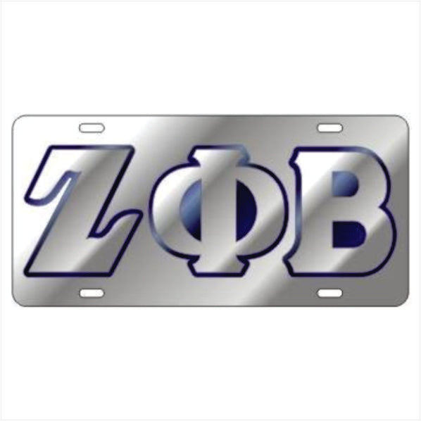 Zeta Silver Outline Mirror Auto Tag