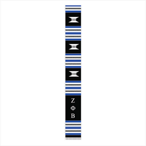 Zeta Black Letters Kente Cloth Stole