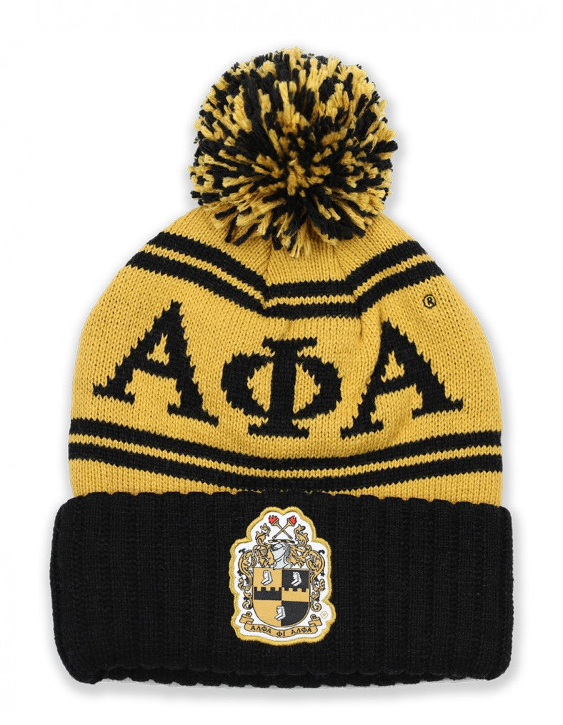 Alpha Greek Beanie Hat Toboggan Winter Knit