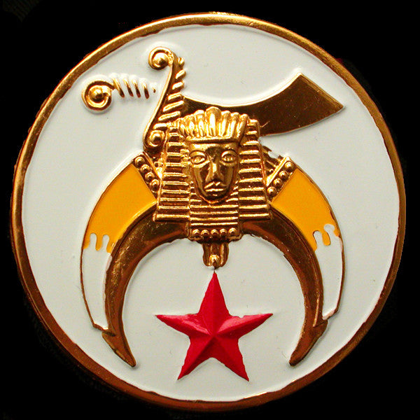 Shriner White Round Auto Emblem