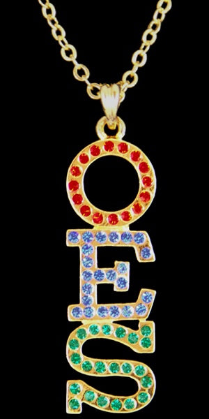 OES Gold Crystal Letter Pendant