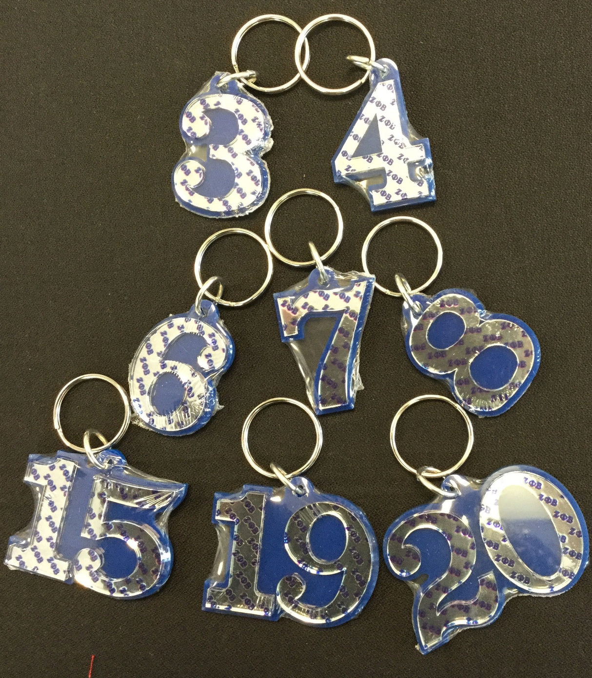 Zeta Double Number Keychain